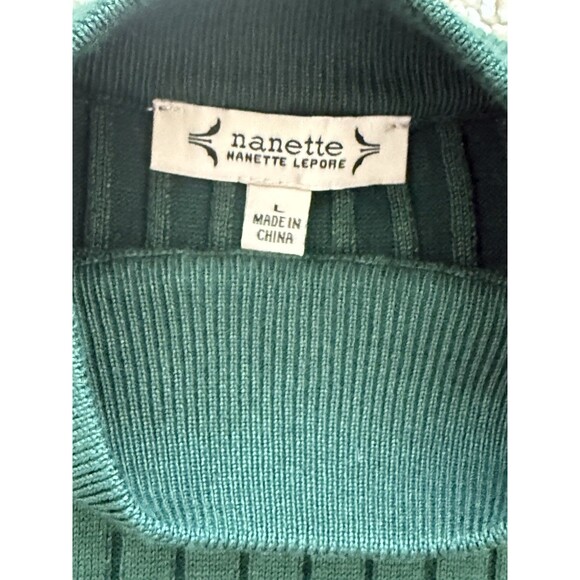 Nanette Lepore Hunter Green Midi Sweater Dress Large Holiday Festive Christmas - Picture 5 of 9